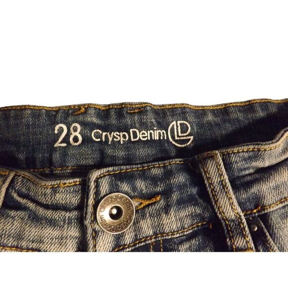 Crysp Denim Jeans Men Sz 28 Blue Distressed Frayed Straight Leg Workwear - Picture 6 of 8